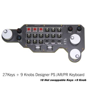 Klavye üzerinden tasarımcı Photoshop Macropad WTIH Knob 9knob 18 Anahtarlar Mekanik Klavye Makro İşlevi Oyunu Klavye Yok Kapak