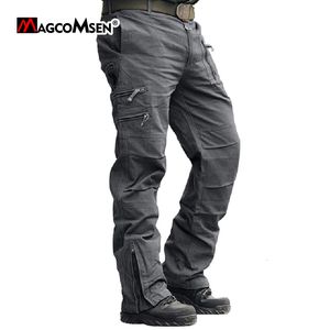 Calça masculina magcomsen calça de carga tática masculina algodão ripstop work bocket calça calças do exército militar urbano calças retas 230313