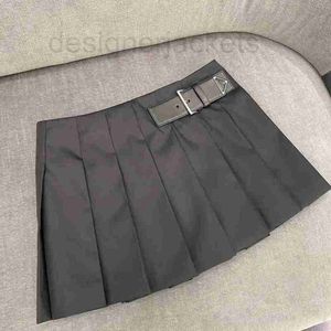 Skirts designer Fashion triangle nylon pleated skirt Women's 2023 summer new high-waist versatile slim PFFO