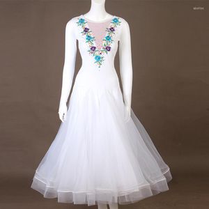 Stage Use White Ballroom Dance Competition Vestres Vestido Vestido