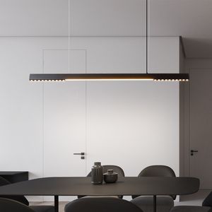 Minimalist dining room chandelier Nordic modern kitchen island table led lamp office without main lamp one word long chandelier 2023