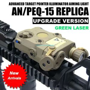 Tactical AN/PEQ-15 karabin snajperski zielony Laser z białą latarką LED latarka oświetlacz IR do szyny Picatinny 20mm AR15 Arisoft polowanie na zewnątrz