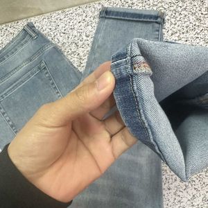 Herr jeans designer mens jeans shorts raka ben byxor burb broderi casual byxor tvättade mode blixtlås åtkomstkontroll denims svettbyxor 5wzq