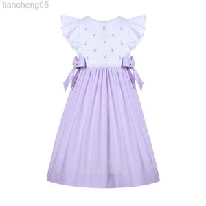 Girl's Dresses Smocked Summer Purple Baby Birthday Party Princess Weddings Children Dresses for Kids Girls Clothes 7 10 to 8 12 Years W0314