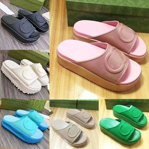 Men Women Sandals Designer Platform Slides Rubber Beach Slippers Thick Sole Sandel Macaron Shining Silver Pink Summer Shoes