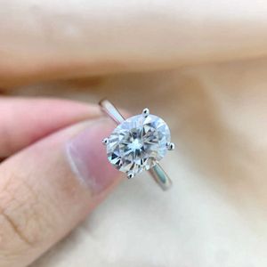 Solitaire Ring 3CT Oval Moissanite Rings for Women Real S925 Sterling Silver White Gold Plated Fine Jewelry Certificate Drop Shipping Z0313