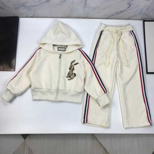 23ss marchio di design per bambini Cappotto pantaloni set ragazze coniglio Cerniera con cappuccio Cappotti a maniche lunghe vestito di pantaloni Nuovi prodotti primaverili autunnali Abbigliamento per bambini di alta qualità