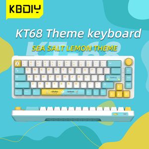 KT68 Knob Gaming Mechanical Tangentboard 60% Wireless Bluetooth MX RGB Backbelyst Gamer Keyboard NKRO Sea Salt Lemon Switch TM680