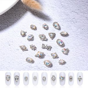 Nail Art Decorations 10pcs Glass Rhinestones Accessories Platinum Plated Alloy Tray Crystal Kit For Nails