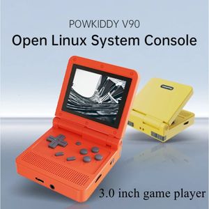 Jogadores de jogos portáteis Powkiddy v90 3 polegadas IPS Screen Open Source Game Console de 64 GB Mini Pocket Retro Retro Handheld Videogame Consoles Player Gaming Box 230314