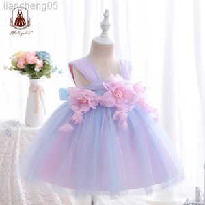 Sukienki dziewczynki Yoliyolei Sling Baby Girl Sukienki Dziewczyno Flower Girl Ball Suknie Tiulle Sukienki na przyjęcie Przywódzkie Ubrania dla dzieci na 1-4y W0314