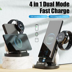 3 I 1 Magnetisk trådlös laddare för Huawei Mate50 GT2 E GT3 Titta 3 Pro USB Watch Charger Honor GS Pro Stand Charging Station