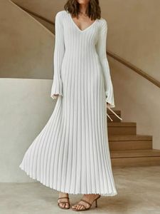 Party Dresses Winter Sweater Dress for Women Elegant Long Sleeve Sticked Maxi Dress Christmas Club Party Outfits Lady White Vestido 230314