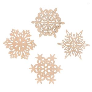 Tovagliette 4PCS Sottobicchieri in legno a forma di fiocco di neve Tovagliette a tema natalizio Isolamento termico Tappetino per ciotola antiscivolo