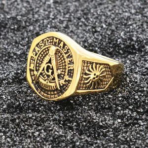 Fabryka cały męski nowy pierścionek masoński ze stali nierdzewnej dla mężczyzn Mason Symbol G Templar Masonry Men Pierścienie 277i