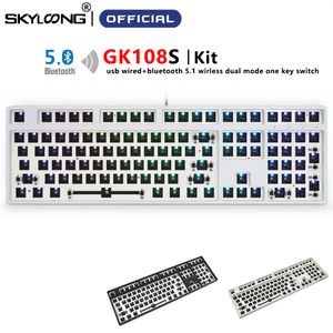 GK108 GK108S 100% Niestandardowy zestaw klawiatury mechanicznej DIY przewodowy Bluetooth Dual Tryb Hot Swappable RGB Kailh Box MX Switch