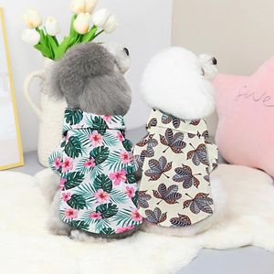 Dog Apparel Pet Shirt Stylish Polyester Hawaii Style Summer 2-Legged Flower Print T-Shirt For Outdoor Clothes