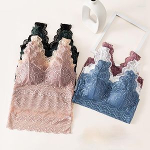 Bustiers Corsets Long Wide Shourdled Strap Lace Beauty Back Rapped Chest Tube Top Bottoming with Steel Ring Noundwear Camisole