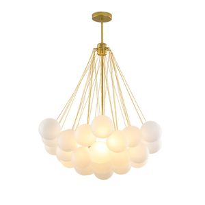 Nordic Frosted Glass Ball Chandelier for Dining Living Room Decoration Gold Black Bubble LED Pendant Lights Hanging Lamp