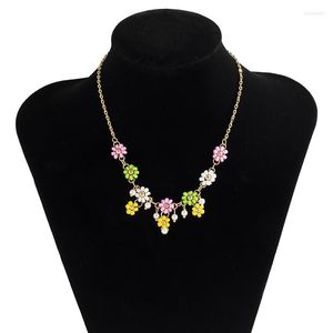 Chains Ladies Handmade Rice Bead Colorful Small Daisy Necklace Alloy Non-Fading Clavicle Chain Same Style Bracelet Anklet Set Gift
