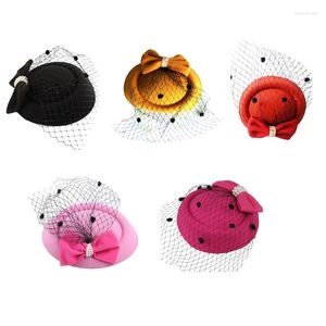 Headpieces Delicate Net Yarn Hat Shape Hair Barrettes For Children Festival Party Perform