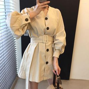 Abiti casual Spring Autumn Women Mini Dress V Neck Elegantd White Albicot Sheshes Cotton Sliet Shirt RV191