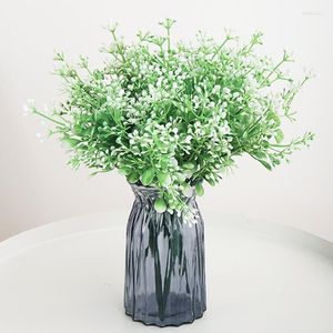 Decorative Flowers Artificial Milan Grass Fake Plant Green Garden Balcony Wall Hanging Leaves Home Aesthetic Plastic Decoration DIY Scene