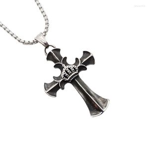 Pendant Necklaces Crown Cross Necklace Vintage 316 Stainless Steel Stylish Men Fashion Jewelry Gift