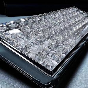 132 Key Full Transparent Keycaps Cherry Profile Crystal With Characters Backlight Stickers Keycap Set PC for Mechanical Keyboard