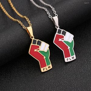 Pendant Necklaces Palestine Map Flag Necklace For Women Men Silver Gold Color Dropping Oil Stainless Steel Jewerly Gift