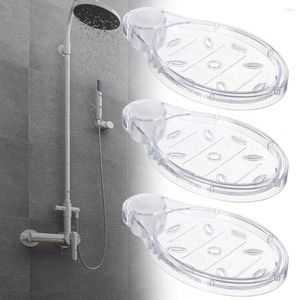 Bath Accessory Set Home Shower Rod Transparent Drain Holder Lifting Soap Rack Organizer Dish