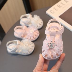 First Walkers Summer Girls Toes Wrapped Kids Sandals for Party Wedding Pink Simple Versatile Casual Children Baby First Walker Shoes 230314