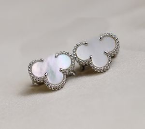2023 Luxury quality charm flower shape clip earring with nature shell malachite stone have box stamp PS3530A