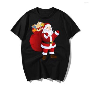 Męskie koszule zabawne Święty Mikołaj Koszulka Mężczyzna Wesołych Świąt T-shirty swobodne kreskówki Drzewo drzewa bawełniane tshirts colthes