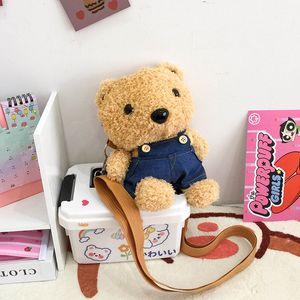 Novas mochilas de pelúcia dos desenhos animados bebê urso bolsa feminina brinquedo de pelúcia bonito alça de ombro urso bolsa de ombro personalidade macio bonito menina bolsa mensageiro