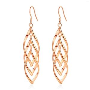 Dangle Earrings Wedding Party Linear Design Dress Up For Women Shiny Drop Fashion Jewelry Elegant Copper Leaf Gift Casual