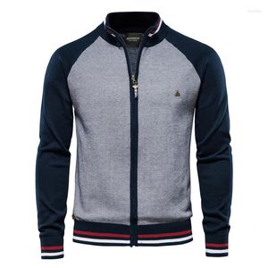 Men's Sweaters Casual Knit Sweater Spliced Zipper Cardigan Streetwear Cotton Outerwear Fashion For Men
