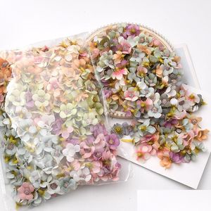 装飾的な花の花輪500pcs 2cm mticolorデイジーフラワーヘッドミニシルク人工クラウンスクラップホーム装飾diy garla dhm2z