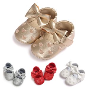 First Walkers Baby Girls Shoes PU Leather Toddler Baby Infant First Walkers Sets Headband Bow-knot Soft Sole Hook Loop Shoe 230314