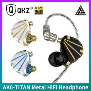 Oryginalne słuchawki QKZ-AK6 Titan Metal HiFi Super Bass Dynamic słuchawki w Monitor Ucha Poziom 3,5 mm Aux Słuchawki z mikrofonem