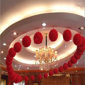 Decorative Flowers 10inch 25cm Artificial Rose Balls Silk Flower Kissing Hanging Christmas Ornaments Wedding Party Decorations