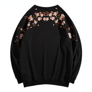 Kvinnor Hoodies Sweatshirts Blossom broderade Harajuku Streetwear Men Pullover Black White Loose Casual For Women CS720 230314