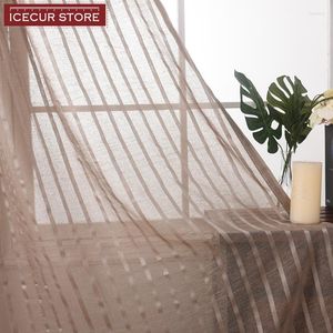 Curtain ICECUR Brown/White/Cream All- Stripe Sheer Modern Curtains For Living Room Tulle Bedroom Kitchen Window Voile