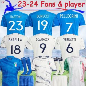 2023 Bonucci Italys Soccer Jerseys Home Away 23 24 Jorginho Insigne Verratti Men Kit Chiesa Barella Finals Chiellini Pellegrini Immobile Football Shirds Spr