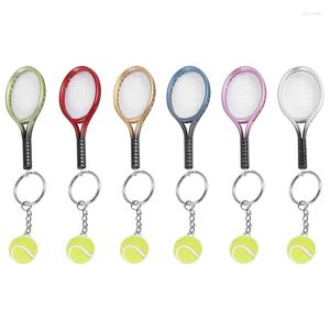 Keychains 6pcs Mini tênis Racket Ball Keychain Bag Acessórios para fãs de anúncios esportivos Ring -Key Ring Anel