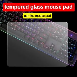 Hartowane szklane myszy pad myszy Pad Przezroczysty Mute Desk Anti-Slip Waterproof Gaming Office Keyboard Accessorie dla FPS CSGO