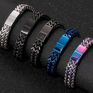 12mm punk män kvinnor dubbel rad länk kedja mesh cyklist armband hiphop 6 färg rostfritt stål cykel armband handtag med magnet lås