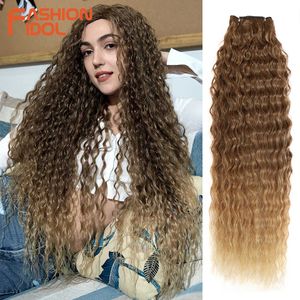 Synthetic Wigs Fashion Idol Loose Deep Wave Hair Bundles Ombre 28-32inch 120g Super Long Synthetic Curly 230227