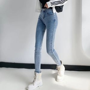 Kadınlar kot goplus vintage skinny kot pantolon siyah pantolon streç kalem pantolon yüksek belli kahverengi pantalones vaqueros mujer broeken dames 230314