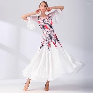 Stage Wear White Modern Dance Dress Sexy Ballroom Costume National Standard Waltz Performance Clothing For Wome